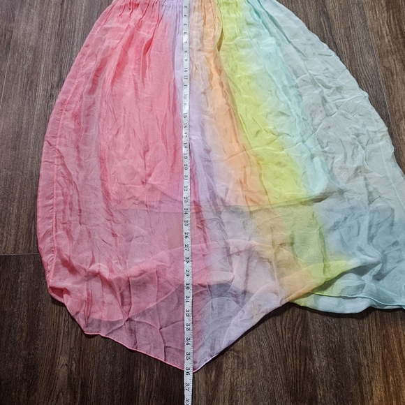 NWT Belle France Giallo  Rainbow Stripe  Ombre Womens Maxi Skirt Sz L Org $108 - Picture 7 of 9